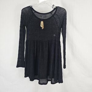 American Eagle Outfitters Nwt Women's Size Small Black Long Sleeve Babydoll Lace